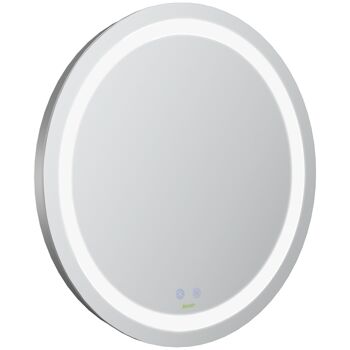 Miroir salle de bain lumineux LED 35 W - dim. Ø 60 x 4H cm - fonction anti-buée, interrupteur tactile, luminosité réglable - alu. verre 1