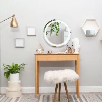 Miroir salle de bain lumineux LED 35 W - dim. Ø 60 x 4H cm - fonction anti-buée, interrupteur tactile, luminosité réglable - alu. verre 4