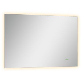 Miroir salle de bain lumineux LED 42 W - dim. 90L x 3l x 60H cm - fonction anti-buée, interrupteur tactile, luminosité réglable - alu. verre 1