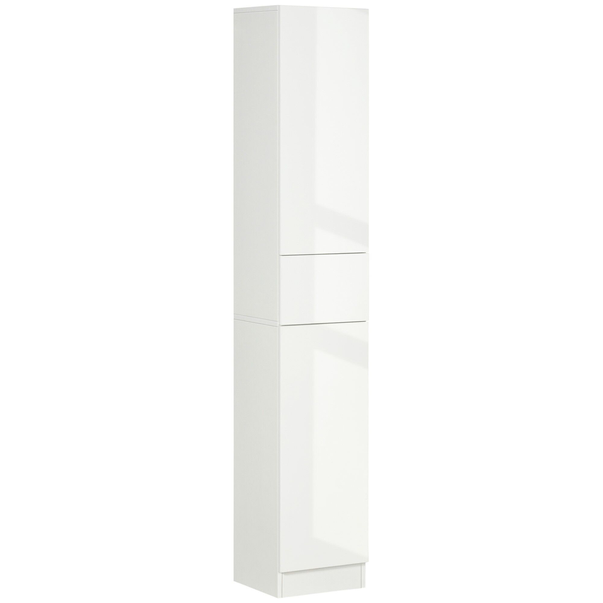 Colonna portaoggetti da bagno in stile moderno frontale laccato 2 ante 3 ripiani cassetto pannelli in MDF bianco