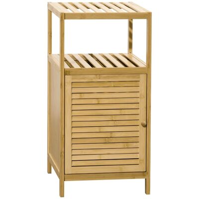 Low bathroom cabinet bathroom storage 1 door 2 shelves varnished bamboo wood