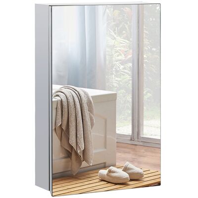 Wandspiegelschrank für Badezimmer, WC, Maße: 39 L x 12 B x 60 H cm, Edelstahl. Glas