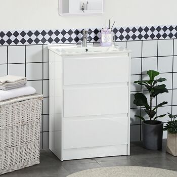 Meuble sous-vasque - vasque céramique incluse - 2 tiroirs - dim. 61L x 37l x 88H cm - blanc laqué 2