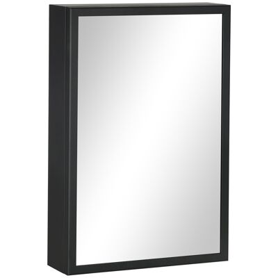 Badezimmerspiegel-Wandschrank, Maße: 40 L x 12 B x 60 H cm, Edelstahl. schwarzes Glas