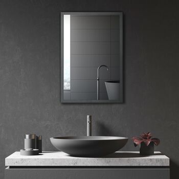 Armoire miroir murale salle de bain toilette dim. 40L x 12l x 60H cm acier inox. noir verre 2