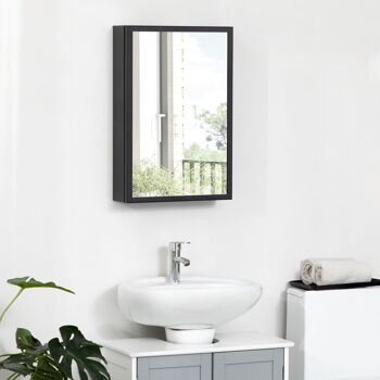 Armoire miroir murale salle de bain toilette dim. 40L x 12l x 60H cm acier inox. noir verre 4