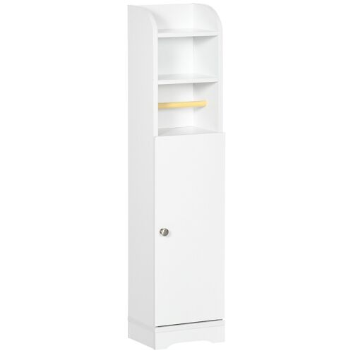 Meuble WC armoire toilette - porte, 2 étagères, niche, support papier - dim. 23L x 18l x 100H cm - blanc