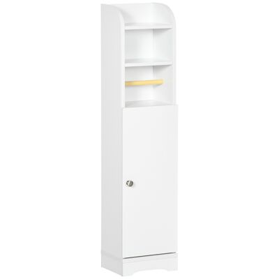 Mobile WC mobile bagno - anta, 2 ripiani, nicchia, portarotolo - dim.23L x 18L x 100H cm - bianco