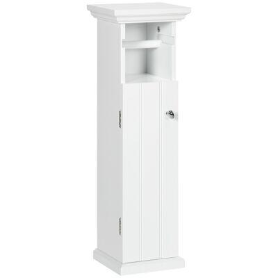 Mueble de WC mueble de baño - puerta, portarrollos - Dimensiones 21L x 17W x 66H cm - blanco