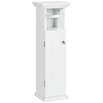 Meuble WC armoire toilette - porte, support papier - dim. 21L x 17l x 66H cm - blanc 1