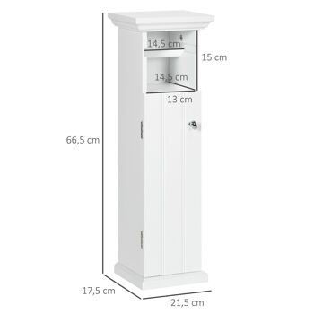 Meuble WC armoire toilette - porte, support papier - dim. 21L x 17l x 66H cm - blanc 3