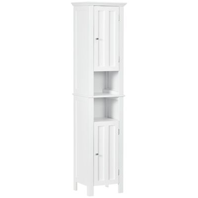 Bathroom column cabinet 2 doors 2 shelves 2 niches - size 35L x 30W x 158H cm - white MDF