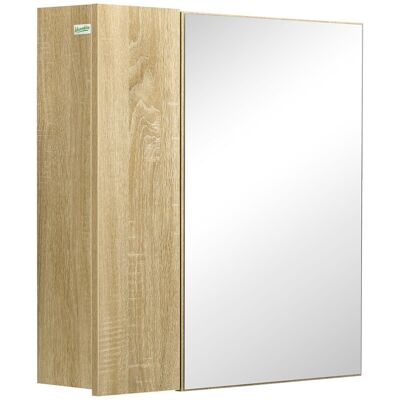 Badezimmerspiegelschrank – 2 Türen, 2 Einlegeböden – Wandmontageset im Lieferumfang enthalten – Paneele in heller Eichenoptik