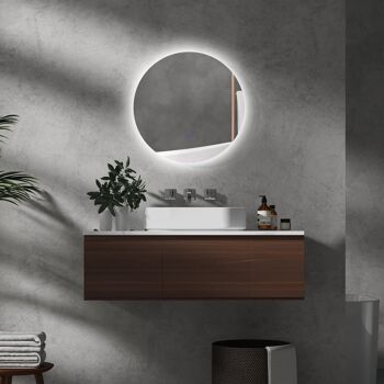 Miroir rond lumineux LED de salle de bain 60 cm avec éclairage interrupteur tactile système antibuée miroir mural LED à luminosité réglable 29 W gris 2