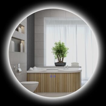 Miroir rond lumineux LED de salle de bain 70 cm avec éclairage interrupteur tactile système antibuée miroir mural LED à luminosité réglable 35 W gris 1