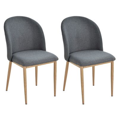 Set of 2 dining room chairs living room chair metal imitation wood legs 50 x 58 x 85 cm gray