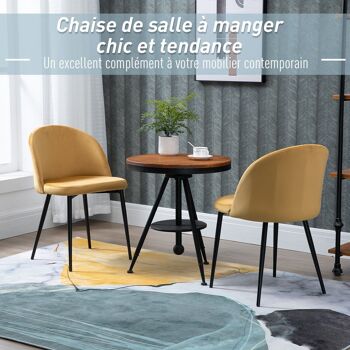 Chaises de visiteur design scandinave - lot de 2 chaises - pieds effilés métal noir - assise dossier ergonomique velours moutarde 4