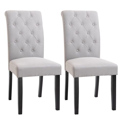 Lot de 2 chaises de salle à manger chaise de cuicine grand confort pieds en bois lin 47 x 55 x 100 cm