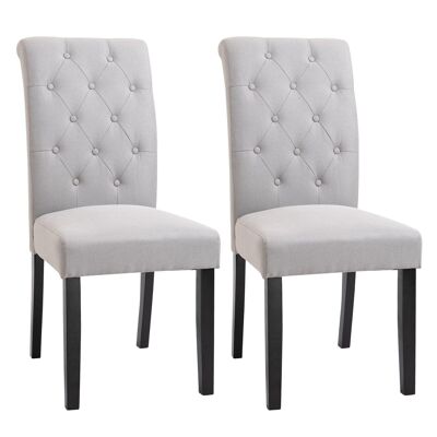 Set of 2 dining room chairs high comfort kitchen chair linen wooden legs 47 x 55 x 100 cm