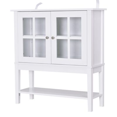 Mueble de almacenaje aparador - 2 puertas vitrina de cristal, balda - Dimensiones 80L x 28W x 84H cm - MDF