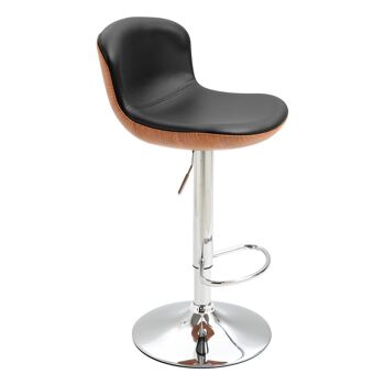 Lot de 2 tabouret de bar design contemporain hauteur d'assise réglable 64-85 cm pivotant 360° revêtement synthétique noir imitation bois 4