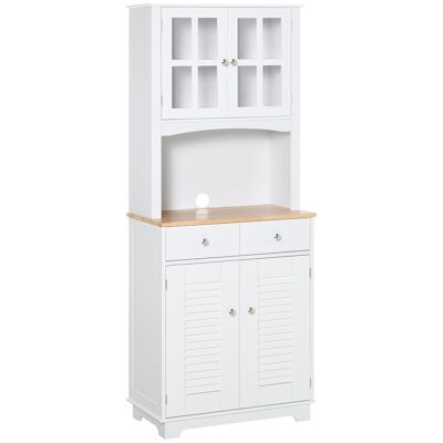 Kitchen cabinet 2 cupboards 2 louvered and acrylic doors 2 drawers large rubber wood niche MDF white