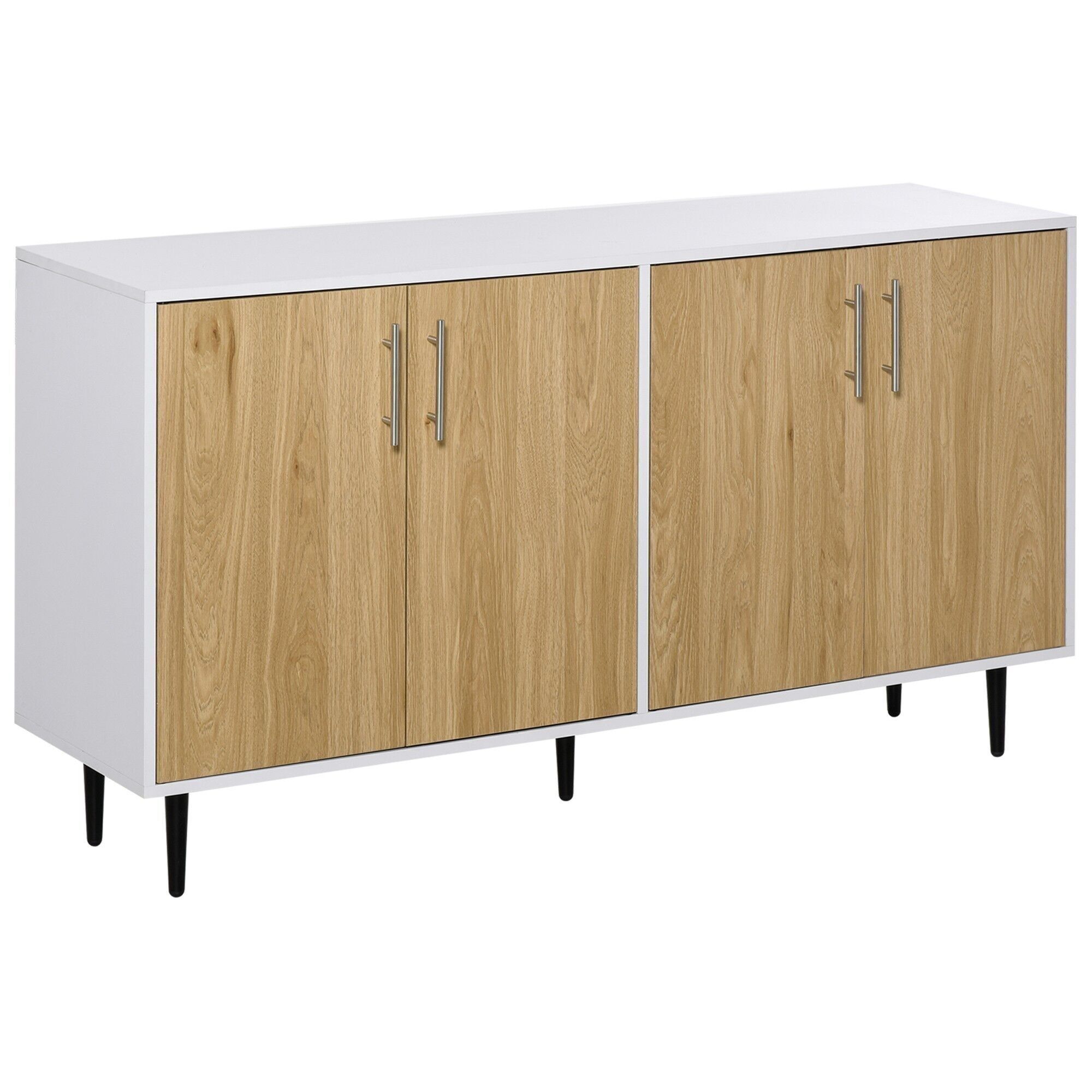 Credenza contenitore 2 armadi 2 ante con ripiani regolabili rovere chiaro bianco