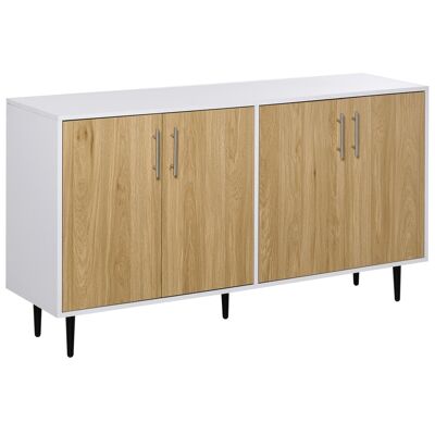 Sideboard storage cabinet 2 cupboards 2 doors with adjustable shelves white light oak