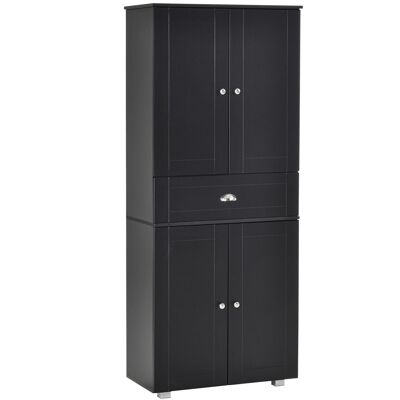 HOMCOM Contemporary multi-storage kitchen cabinet 4 doors + large drawer dim. 76.2W x 40D x 184H cm Black MDF