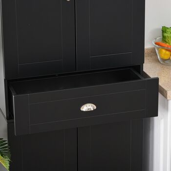 HOMCOM Armoire de cuisine contemporaine multi-rangements 4 portes + grand tiroir dim. 76,2L x 40P x 184H cm MDF noir 5