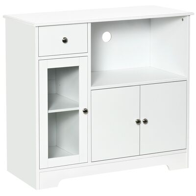 Microwave cabinet for kitchen - drawer, 3 doors, niche - dim. 90L x 40W x 82H cm - white MDF