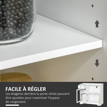 Meuble micro-ondes pour cuisine - tiroir, 3 portes, niche - dim. 90L x 40l x 82H cm - MDF blanc 5