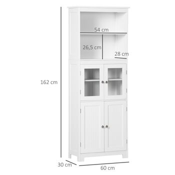 HOMCOM Armoire de cuisine multi-rangements 4 portes avec étagères 2 niches grand plateau MDF blanc 3