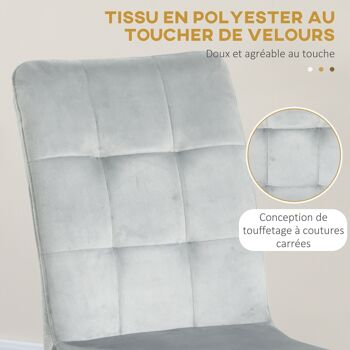 Lot de 2 chaises de salle à manger style chesterfield effet capitonné piètement acier noir velours gris 5