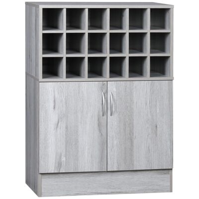 2-door sideboard adjustable shelf 18-bottle rack wood-look particle board gray grain