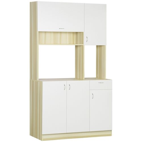 HOMCOM Armoire de cuisine contemporaine rangement- buffet haut - 5 portes, 1 tiroir, 3 niches - 102 x 48 x 180 cm