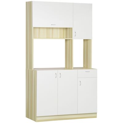 HOMCOM Zeitgenössischer Küchenschrank mit Stauraum – hohes Sideboard – 5 Türen, 1 Schublade, 3 Nischen – 102 x 48 x 180 cm