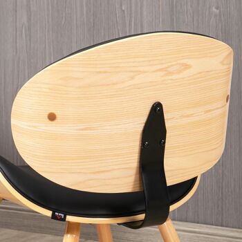 Lot de 2 chaises design vintage bois revêtement mixte synthétique tissu noir 4