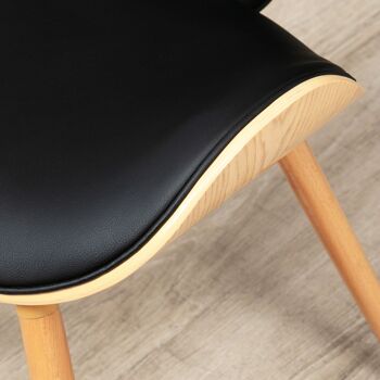 Lot de 2 chaises design vintage bois revêtement mixte synthétique tissu noir 5