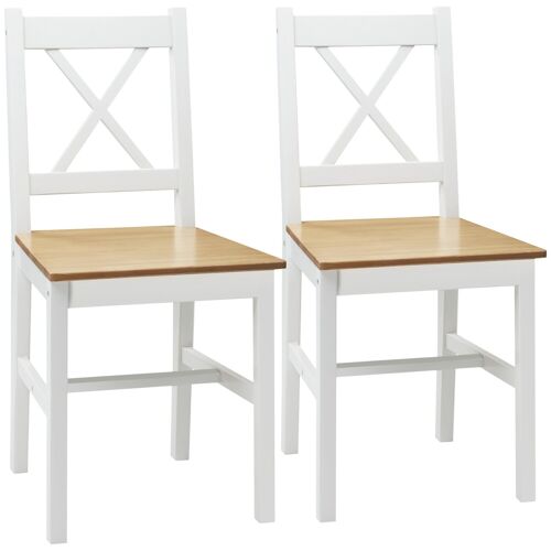 Lot de 2 chaises de salle à manger esprit campagne dossier croisé bois pin blanc