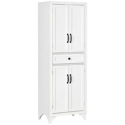 Buffet haut 4 portes 2 étagères tiroir coulissant MDF blanc