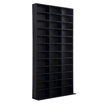 CD/DVD storage shelf storage unit for 1116 CDs 33 height-adjustable compartments 102 x 24 x 195 cm black