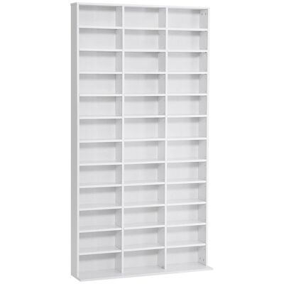 CD/DVD storage shelf storage unit for 1116 CDs 33 height-adjustable compartments 102 x 24 x 195 cm white