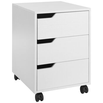 HOMCOM Caisson de bureau rangement sur roulettes 3 tiroirs verrouillables 40 x 50 x 57,5 cm MDF blanc 1