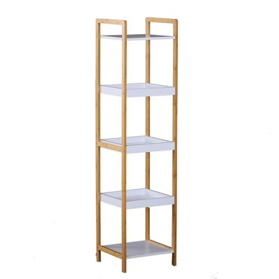 Bathroom bamboo shelf standing shelf 3 baskets + 2 shelves dim. 32L x 30W x 130H cm beige white