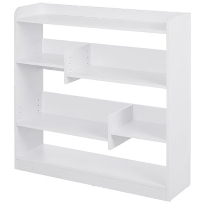 Scaffale libreria contenitore L 90 L x 24 P x 91 H cm 4 livelli 3 pannelli posteriori in truciolare bianco