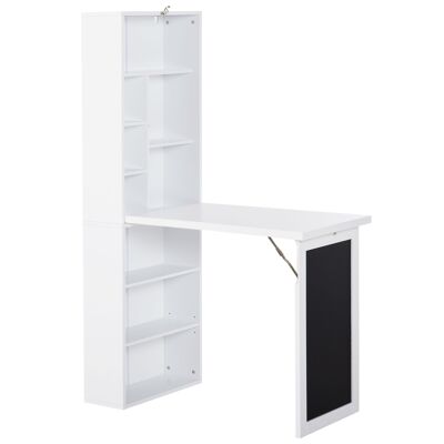 Folding wall desk folding wall table suspended on foot with library integrated chalk board white particle boards
