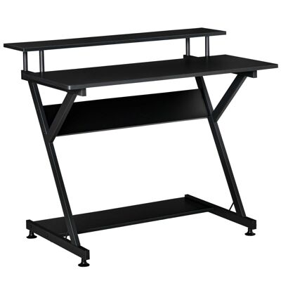 Escritorio para ordenador HOMCOM Gamer con baldas medidas 100L x 60W x 85,5H cm MDF metal negro