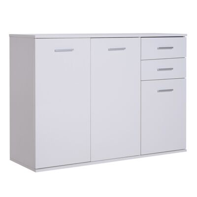 HOMCOM Credenza contenitore 2 cassetti scorrevoli 2 ante ripiano regolabile truciolare bianco