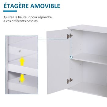 HOMCOM Buffet meuble de rangement 2 tiroirs coulissants 2 placards étagère réglable panneaux particules blanc 5